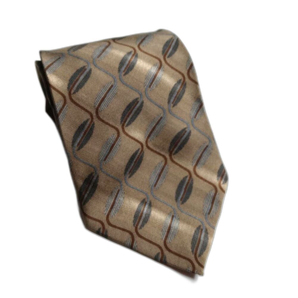 Bill Blass Brown Blue Tie Silk Necktie 4 x 56 Inches